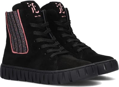 Jochie & Freaks Brune Veterboots - Laarzen Met Veters - Meisjes - Zwart - Maat 23