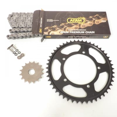 Kit chaîne Afam pour moto Suzuki 600 GSR 2006 à 2010 16x48 pas 525 114L Neuf