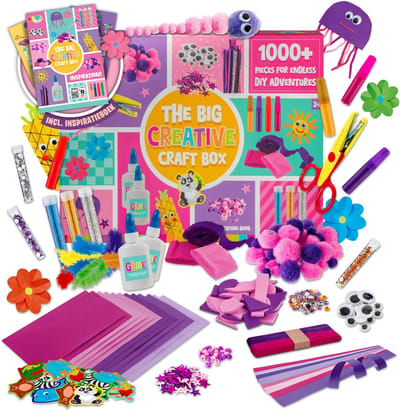 Joya Creative Knutselpakket Meisjes 1000+ - Knutselset met Inspiratieboekje - Knutselpakket voor Creatief Knutselen - Pipe Cleaners, Pompoms, Glitter - Knutselkoffer