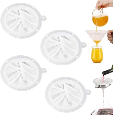 EXCITAT 4 stuks - Nylon zeef - Keukenzeef - Zeef - Geschikt voor sap, melk, sojamelk, olie, honing - Wit