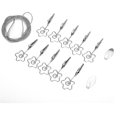 10 Stuks Foto String Clip Foto Ansichtkaart Display Hanger Staal Zilver Bloem Slaapkamer Muur Decor