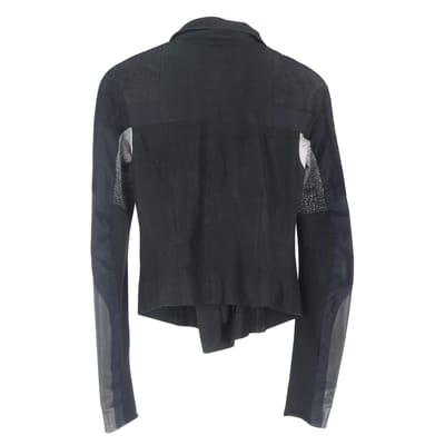 Rick Owens Eliel Paneled Cropped Biker Jacket in Black Leather