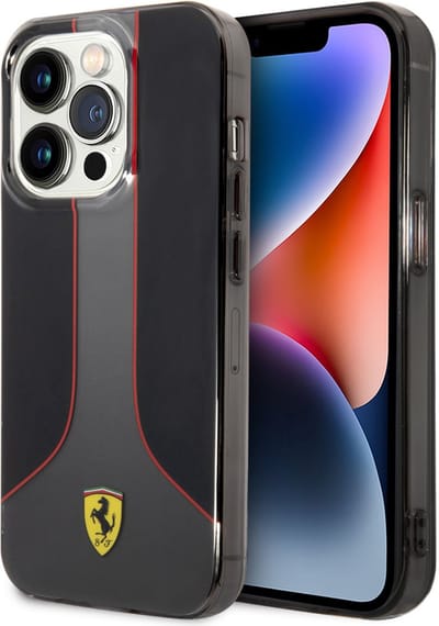 Ferrari Back cover voor iPhone 14 Plus & 15 Plus - Zwart - Valbescherming - Sportief design