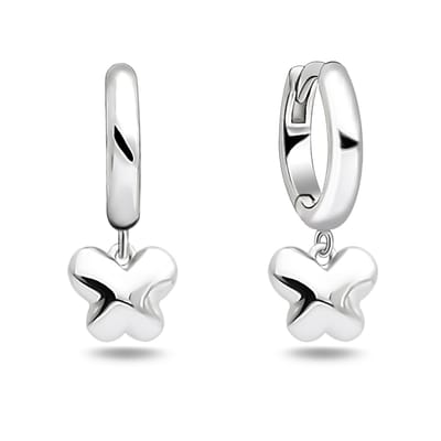 Juwelier Zwartevalk zilveren (gerhodineerd) vlinder hanger oorbellen - 22.286