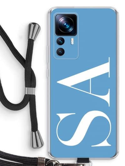 Gepersonaliseerd - Case Company® - Hoesje met koord geschikt voor Xiaomi 12T hoesje met Koord - Monogram N°2 - Telefoonhoesje met Zwart Koord - Bescherming aan alle Kanten en Over de Schermrand
