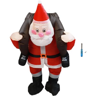 Kerstman Kostuum Grappige Kerstman Rijden Opblaasbare Show Feest Cosplay Rollenspel Requisieten black
