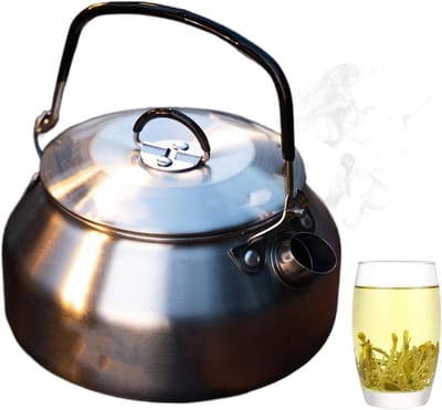 RVS Waterkoker - Draagbare Ketel - Koffie en Thee - Opvouwbaar Handvat - 0.8 Liter - Zilver