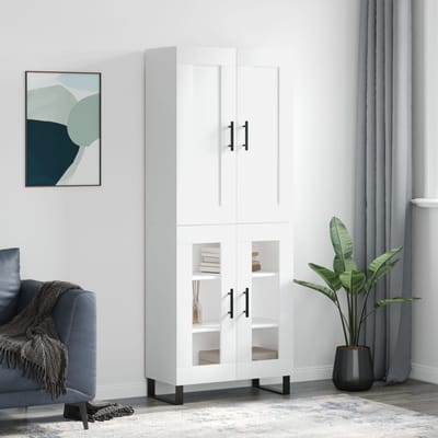 vidaXL - Hoge - kast - 69,5x34x180 - cm - bewerkt - hout - wit
