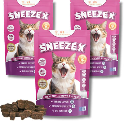 Sneeze X - Voor katten - bij 'niesziekte' - Kattensnoepjes - FHV-1 - Bevat L-lysine - Set van 3