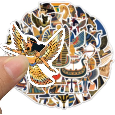 50PCS Autocollants Pharaon Égyptien Ancien Culturels et Créatifs Exquis Carnets Étui de Téléphone Ordinateur Portable Bagages Imperméables