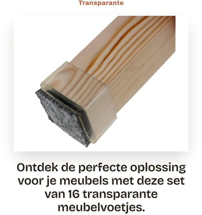 Dailygoods- Meubelvoeten Set van 16 - Transparant - Flexibel - Vilt Pad - Voor 15-17mm Poten - Geschikt voor Tafels en Stoelen - Meubelvoetjes