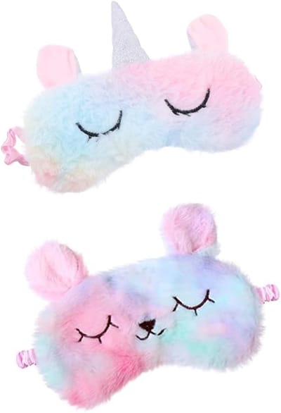 Dailygoods- Oogmaskers 2-delige set - Cartoon/Oogmaskers - Zachte Pluche - Lichtgewicht - Geschikt voor Dames/Meisjes - 19x8 cm - Slaapmasker