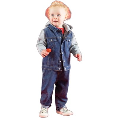 Larkwood Jeansjasje met capuchon voor kinderen LW750 - Blue / Heather Grey - 12/18M
