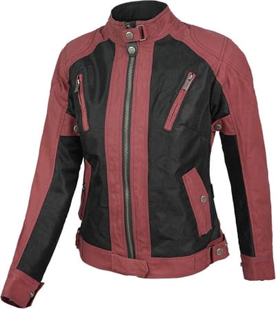 by city-motorjas-dames-teneree III venty lady-protectie-CE-gecertificeerd-regenmembraan-windstopper- bordeaux-rood-zwart-M