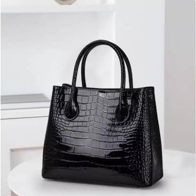 Dameshandtas van echt leer met krokodillenpatroon Nieuwe high-end handtas met grote capaciteit Koeienhuid crossbodytas voor dames black
