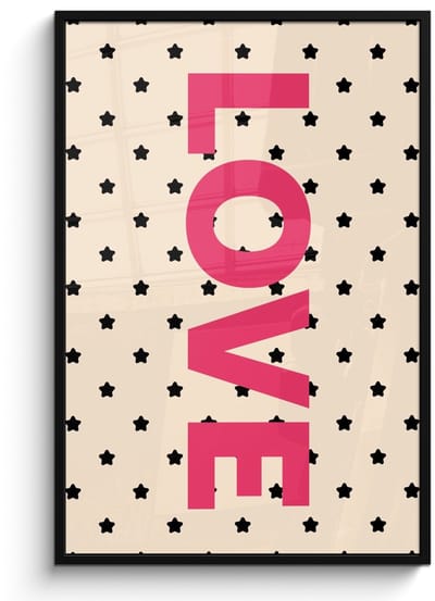 Poster in lijst - Fotolijst 80x120 cm - Posters - Love - Stippen - Roze - Posterlijst zwart - Decoratie - Wanddecoratie woonkamer - Muurdecoratie slaapkamer