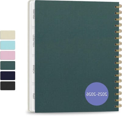 Planner 2025-2026 - Afsprakenboek Kalender - Planning bijhouden - Linnen Omslag - 24 x 21 cm - Groen