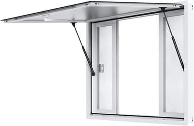 Snackraam voor foodtrucks, 122 x 91.5 cm ,serviceraam van aluminiumlegering - tot 85 graden, met 4 schuiframen