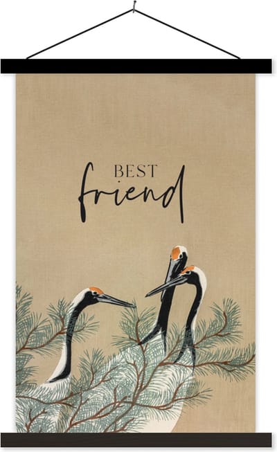 Posterhanger incl. Poster 40x60 cm - Schoolplaat - Best friend - Quotes - Spreuken - Vrienden - BFF - Textielposter - Zwarte latten