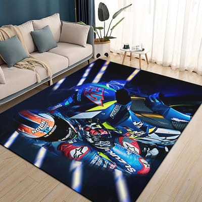 3D Raceauto S-SUZUKI Logo Motorfiets Tapijt Vloerkleed voor Woonkamer Slaapkamer Huis Sofa Decoratie, Kinderen spelen Antislip Vloermat 80*120cm