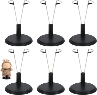 Poppenstandaard Set - Figuurhouder Display - Poppen Presenteren - Verstelbare Hoogte - 6 Stuks 10-20cm - Zwart