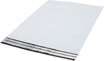 Coex verzendzakken (met retourstrip) wit/zwart 550 x 770 + 60 mm 65 micron