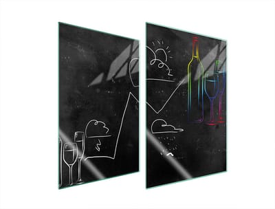TMK ArtDeko - Beschermplaat van glas - 2x35x52 cm - Zwart - Veilig en hygiënisch