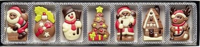 Kerst Chocolade Set 70g – 7 Chocolade Kerstfiguren van Fijne Melkchocolade | Santa Claus, Sneeuwman, Rendier & Kerstboom | Chocolade Kerstcadeau voor Vrouwen, Mannen & Kinderen | Perfect voor Sinterklaas & Secret Santa met Kajal Sticker