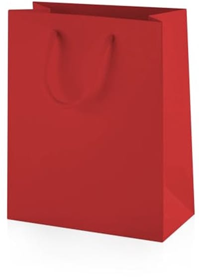 10 Luxe Papieren Cadeauzakjes - Rood Mat met Handvatten - Klein 150x80x190mm