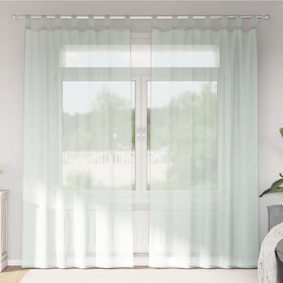 vidaXL - Gordijnen - voile - met - lussen - 2 - st - 140x225 - cm - lichtgrijs