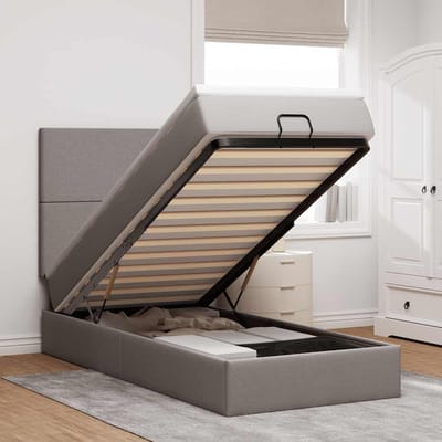 vidaXL - Ottoman - bed - met - matras - 90x190cm - stof - taupe