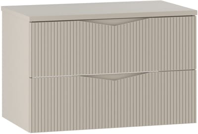 Badplaats Wastafelkast Calen 80 x 46 x 52 cm – Beige – Hangend Badmeubel met 2 Lades