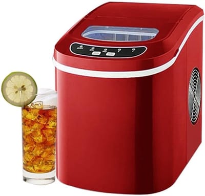 IJsmaker Aanrecht - IJsmachine Blokjes - Snel IJs Maken - Zelfreinigende Functie - 24x36x33 cm - Rood