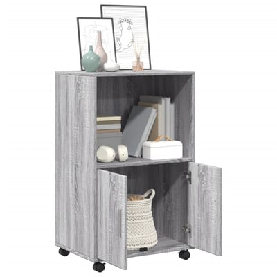 vidaXL - Rolkast - 55x40x91 - cm - bewerkt - hout - grijs - sonoma - eikenkleurig