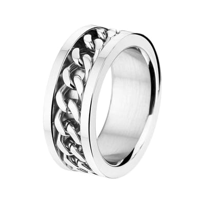 Lucardi Jongens - Kinder ring met plating - Cadeau - Staal - Zilverkleurig