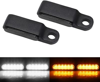 JGS Premium - LED motorfietssignaallamp voor stuur - Gele/Witte Richtingaanwijzers - 12V - Knipperlicht