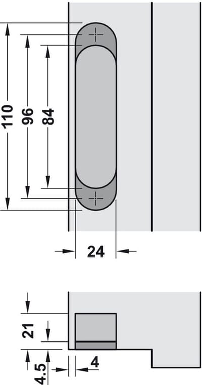 Deurpaumelle zwart, 110 mm