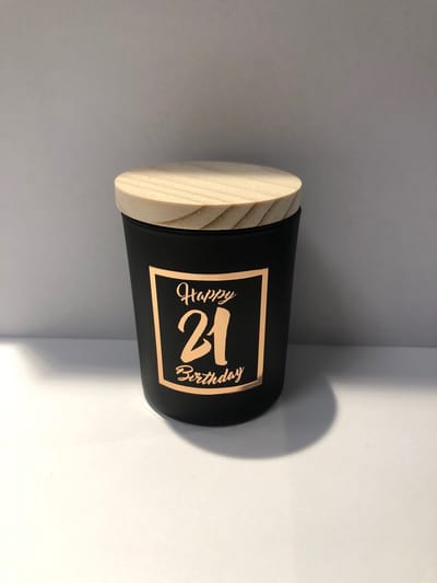 Geurkaars klein roze/zwart - 21 jaar