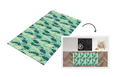 Keukenloper - Loper keuken - Bladeren - Bes - Patroon - Winter - 120x60 cm - Keukenloper vinyl