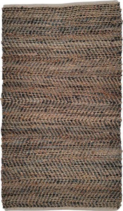 Rocaflor- Vloerkleed - Loper - Jute - Gerecycled leer - Grijs - 80x240cm
