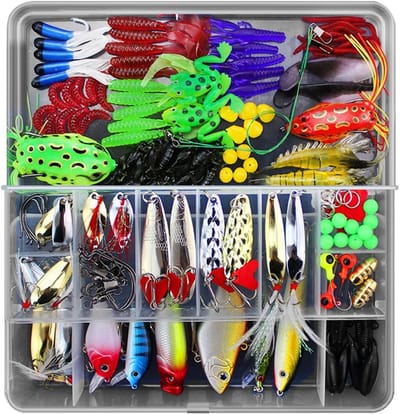 141-delige Visaccessoires Set met Haken, Wormen, Kikkers en Aas voor Snoek en Forel