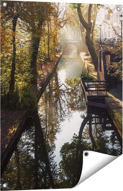 Gards Tuinposter Nieuwe Gracht in Utrecht - 60x80 cm - Tuindoek - Tuindecoratie - Wanddecoratie buiten - Tuinschilderij