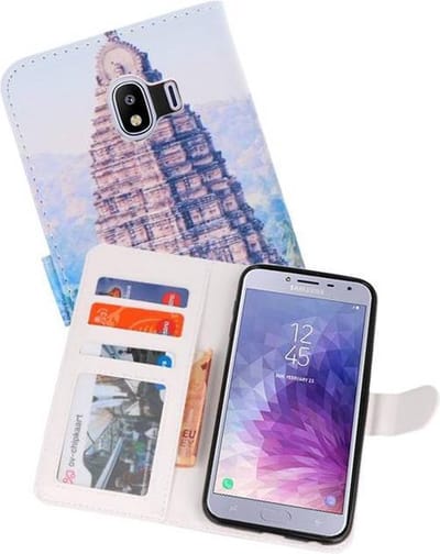 Temple 1 Bookstyle Hoesje Geschikt voor Samsung Galaxy J4 2018