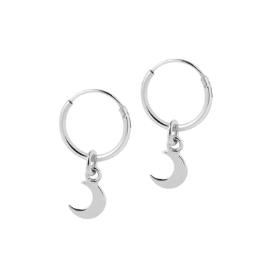 Zilver Hoop met Maan 12 MM