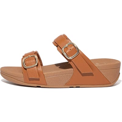FitFlop Lulu Verstelbare Leren Slides BRUIN - Maat 37