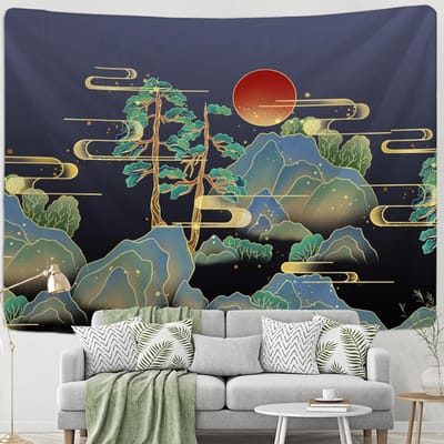 Tapisserie murale chinoise en forme de lotus, style hippie psychédélique, peinture artistique pour chambre à coucher, salon, décoration d'intérieur 95x70cm