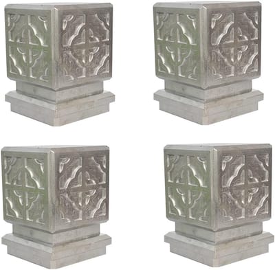 Hek paalafdekking - Paalkappen set - Omheining afwerken - Gladde randen - 120x120mm 4 stuks - Zilver