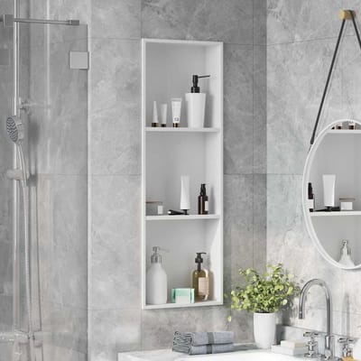 vidaXL - Douche - Niche - Wit - 90 - x - 30 - x - 9,5 - cm - Roestvrij - staal