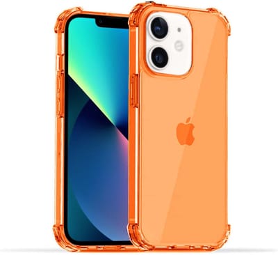 Smartphonica iPhone 12 Mini transparant siliconen hoesje - Oranje geschikt voor iPhone 12 Mini