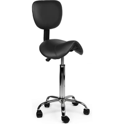 Ergonomische Zadelkruk met Rugleuning Bruin op Wielen Standaard (50-68cm) / zonder Voetsteun / Standaard wielen